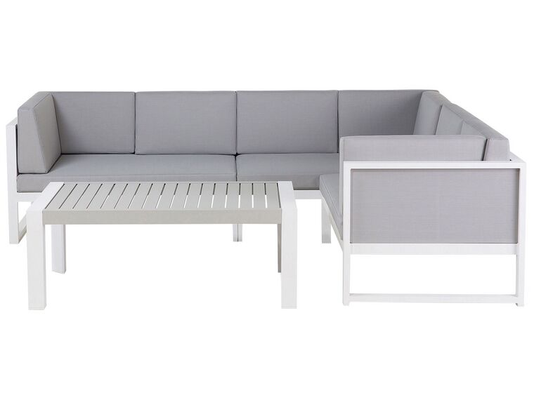 Left Hand 6 Seater Aluminium Garden Corner Sofa Set Grey CASTELLA_554848