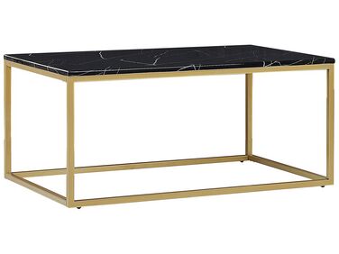 Soffbord marmoreffekt svart/guld DELANO