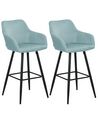 Set of 2 Velvet Bar Chairs Light Blue CASMALIA_898997