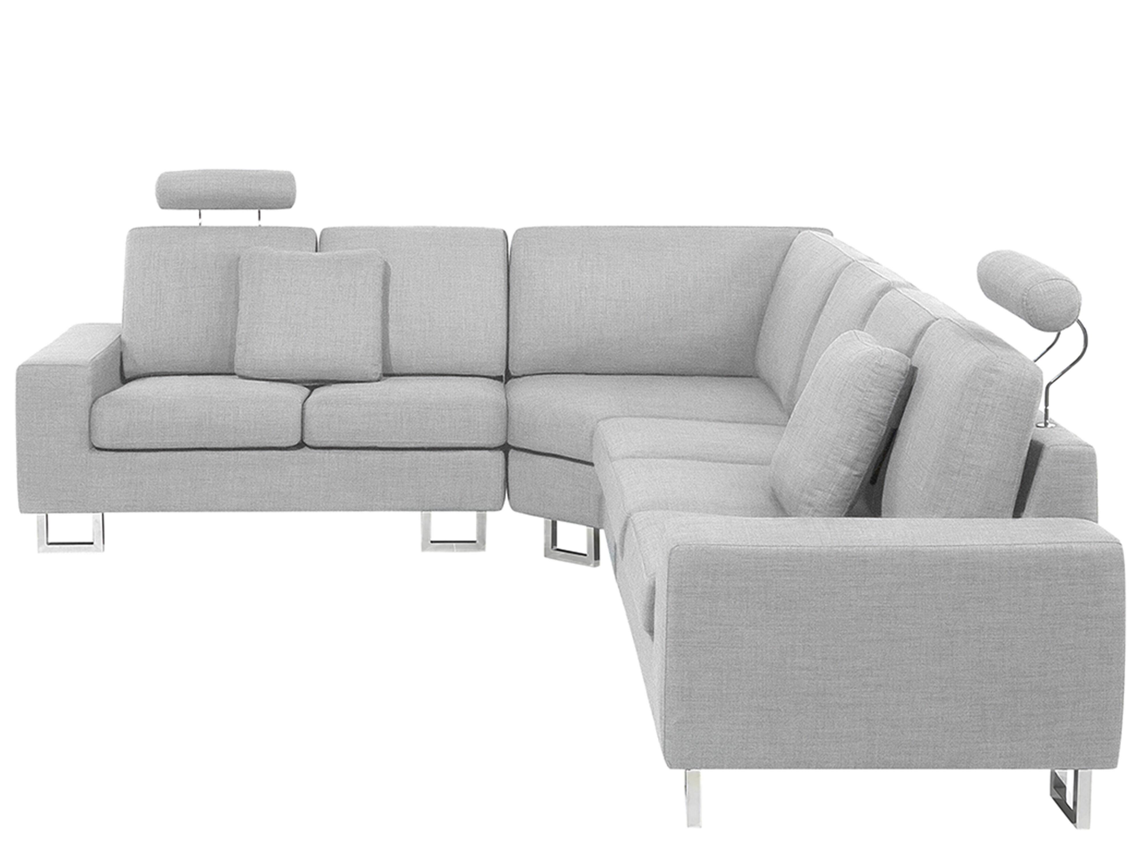 Canapé angle à droite 6 places en tissu gris clair STOCKHOLM | Beliani.fr