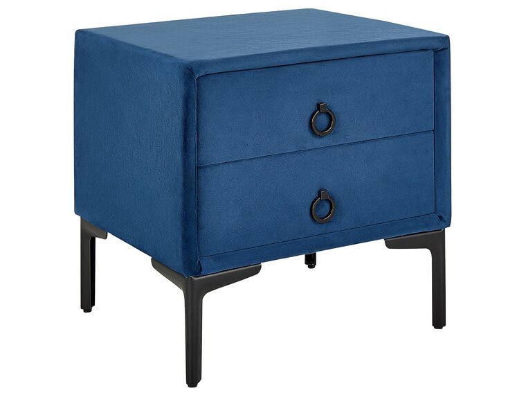 2 Drawer Velvet Bedside Table Blue SEZANNE_795393