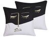 Set of 2 Cotton Cushions Face Print 45 x 45 cm Black and White ABELIA_801600