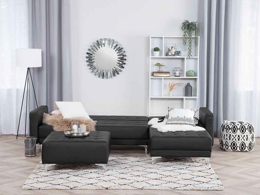 Left Hand Faux Leather Corner Sofa With Ottoman Black Aberdeen Furniture Lamps Accessories Up To 70 Off Avandeo Left Hand Faux Leather Corner Sofa With, White Faux Leather Corner Sofa Bed