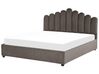 Zamatová posteľ s úložným priestorom 180 x 200 cm sivobéžová VINCENNES_817723