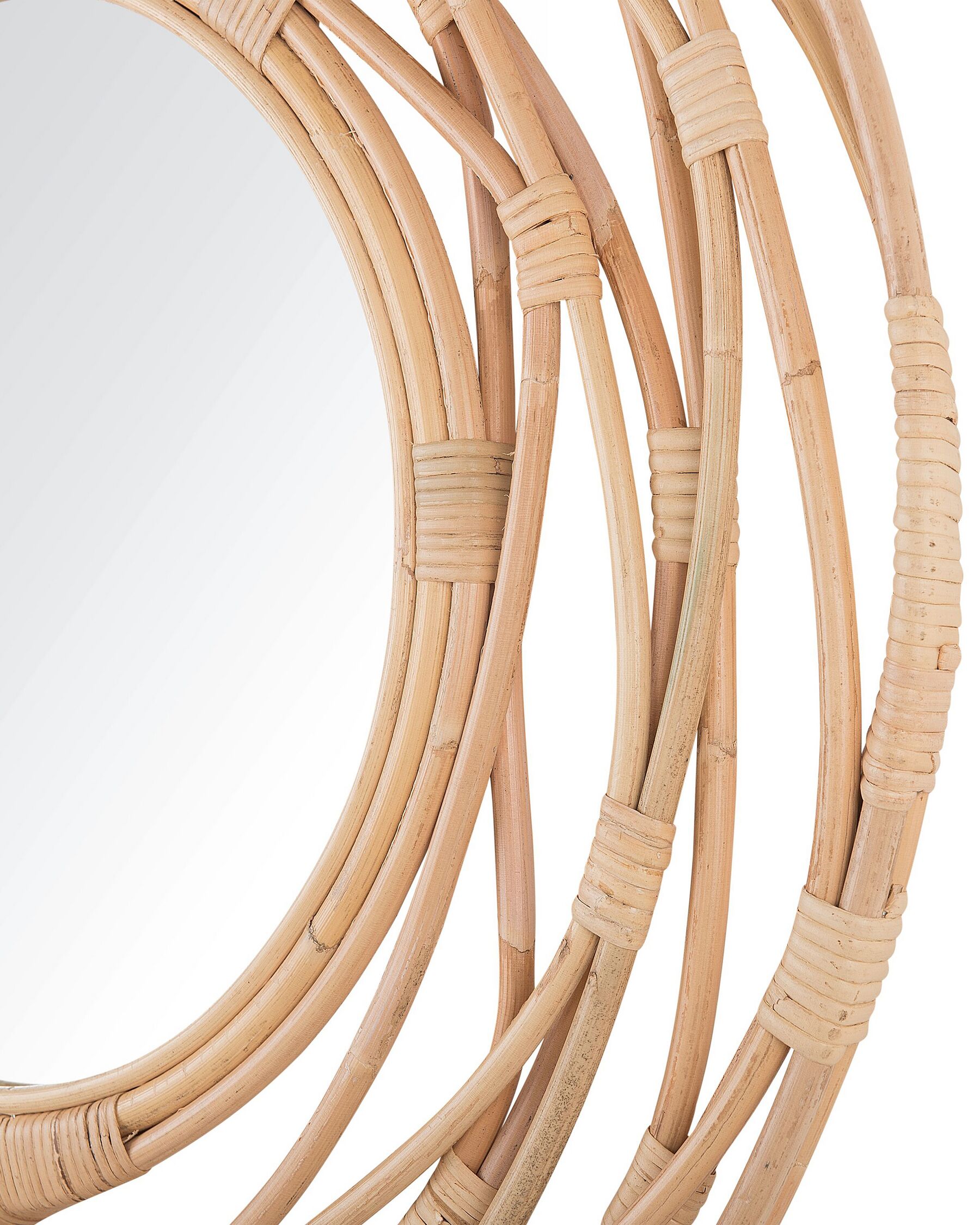 Round Rattan Wall Mirror ø 75 cm Natural BURGIS Beliani.co.uk