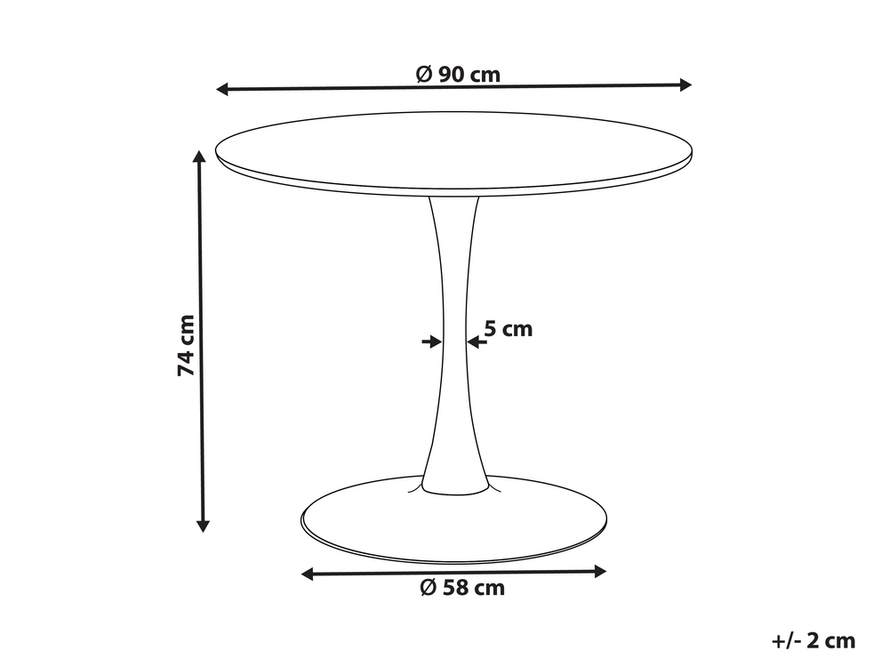 Mesa de jantar redonda efeito mármore branco e dourado ⌀ 90 cm