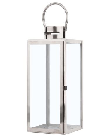 Lanterna metallo e vetro temperato argento 49 cm CYPRUS