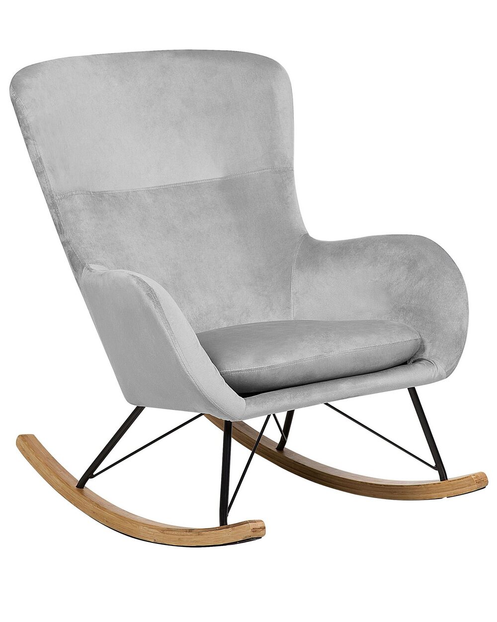 Velvet Rocking Chair Light Grey ELLAN | Beliani.co.uk