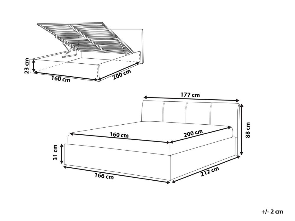 Fabric EU King Size Bed with Storage Grey ORBEY Beliani.co.uk