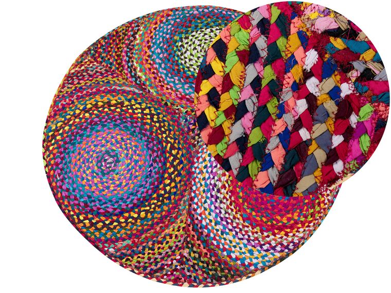 Teppich Baumwolle bunt ⌀ 140 cm geometrisches Muster Kurzflor LADIK_758189