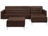 Left Hand Faux Leather Corner Sofa with Ottoman Brown ABERDEEN_717253