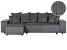 Right Hand Jumbo Cord Corner Sofa Bed with Storage Dark Grey LUSPA_898720