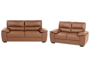 Faux Leather Sofa Set Golden Brown VOGAR