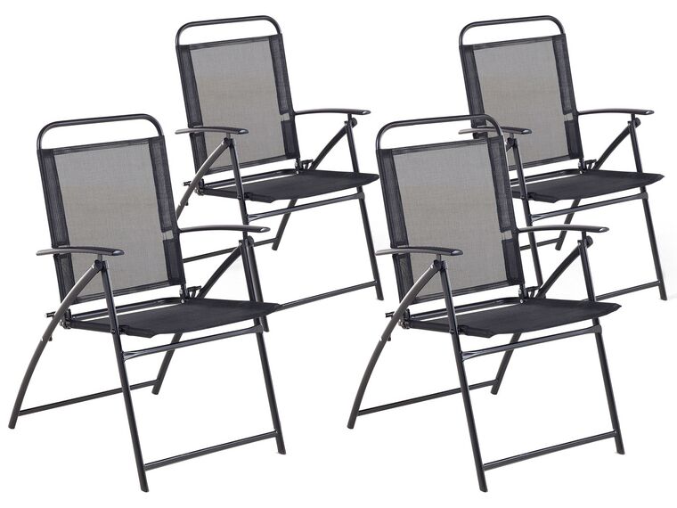 Conjunto de 4 cadeiras de jardim dobráveis em aço preto LIVO_700971