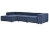 Right Hand 3 Seater Modular Jumbo Cord Corner Sofa Blue APRICA_909102