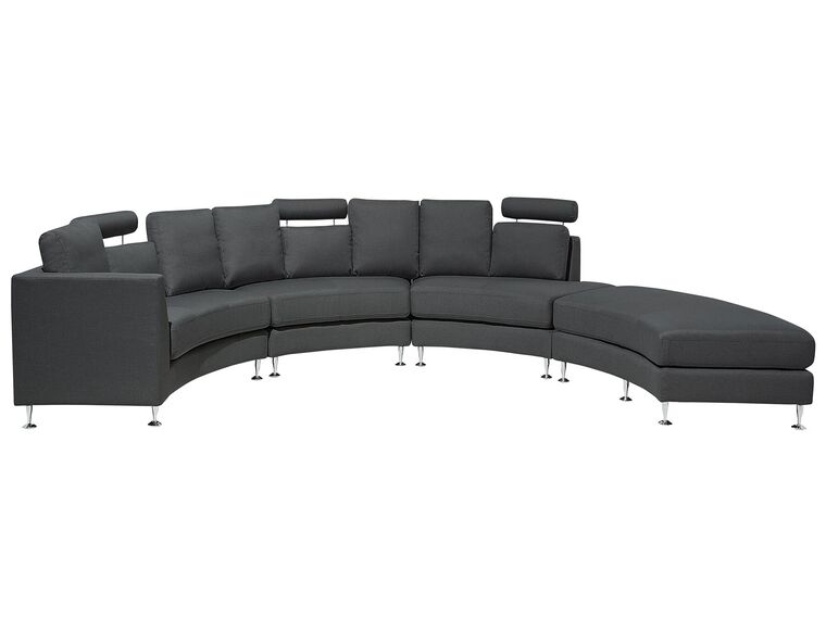 7-Sitzer Sofa grau halbrund mit Ottomane ROTUNDE_694740