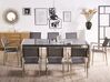 Gartenmöbel Set Granit grau poliert 220 x 100 cm 8-Sitzer Stühle Textilbespannung grau GROSSETO_766707
