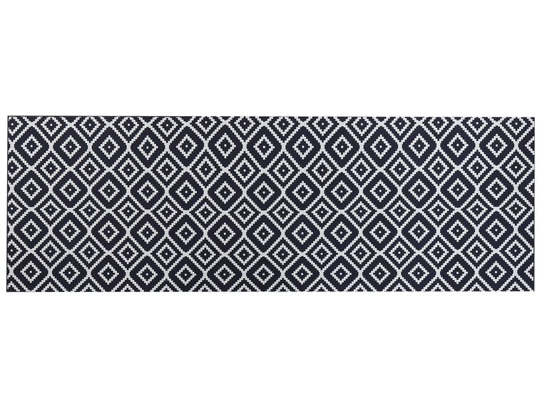 Teppich schwarz / weiss 80 x 240 cm geometrisches Muster Kurzflor KARUNGAL_831521