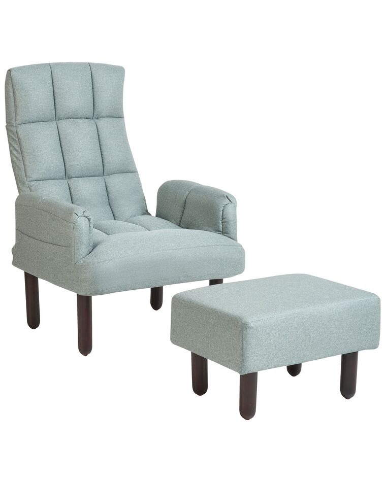 Linen Recliner Chair with Ottoman Mint Grey OLAND_901995