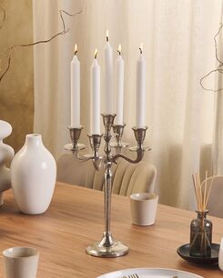 Kynttilänjalka alumiini 5-haaraa hopea 35 cm PETRA