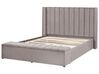 Velvet EU King Size Bed with Storage Bench Grey NOYERS_764923