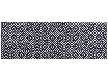 Teppich schwarz / weiß 70 x 200 cm geometrisches Muster Kurzflor KARUNGAL