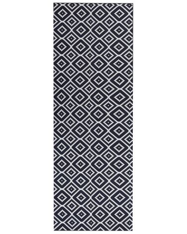 Teppich schwarz / weiss 70 x 200 cm geometrisches Muster Kurzflor KARUNGAL