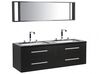 Badrumsmöbler väggskåp spegel och 2 tvättställ svart MALAGA_768788