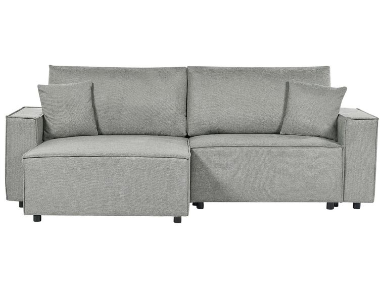 Canapé d'angle à droite en tissu gris avec rangement KARILA_886069