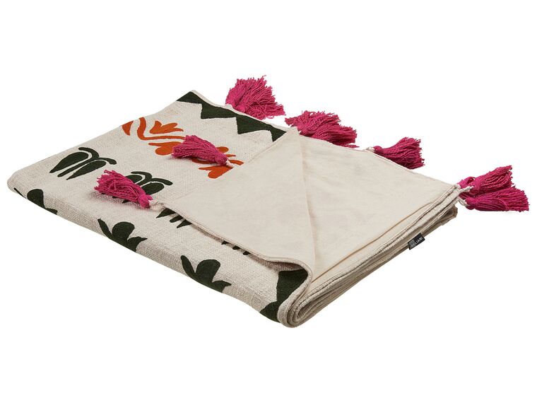 Decke Baumwolle mehrfarbig 130 x 180 cm Blumenmuster ANAND_829178