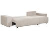 Left Hand Jumbo Cord Corner Sofa Bed with Storage Taupe LUSPA_898685