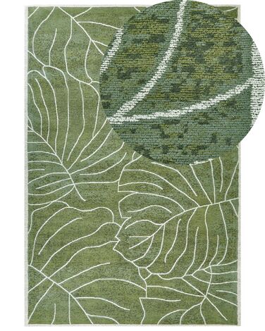 Teppich Baumwolle grün 200 x 300 cm Blattmuster Kurzflor SARMIN
