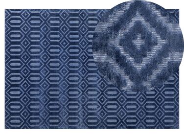 Teppich marineblau 140 x 200 cm geometrisches Muster Kurzflor ADATEPE