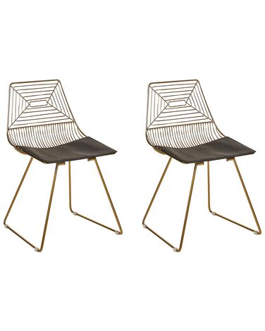 Conjunto de 2 sillas de metal dorado/negro BEATTY