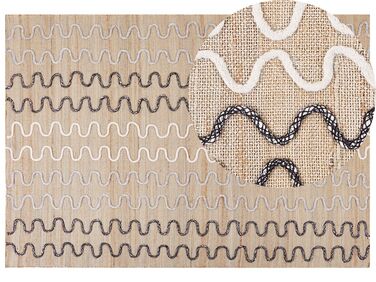 Teppich Jute beige 160 x 230 cm geometrisches Muster Kurzflor SOGUT