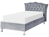 Bett Samtstoff grau mit Bettkasten hochklappbar 90 x 200 cm METZ _861409