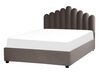 Łóżko z pojemnikiem welurowe 140 x 200 cm beżowoszare VINCENNES _837300