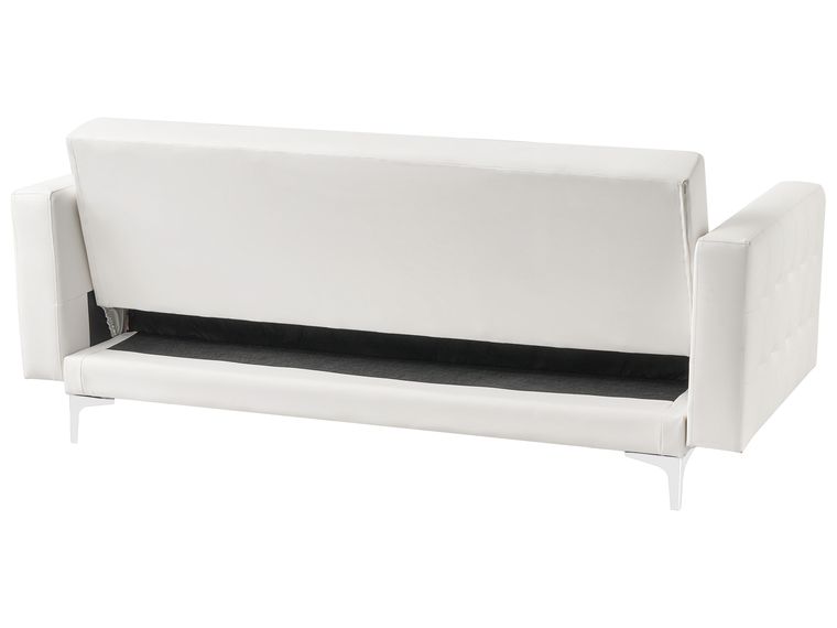 3 Seater Faux Leather Sofa Bed White ABERDEEN Beliani.co.uk