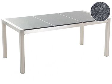 	Mesa de comedor de metal/granito gris oscuro/plateado 180 x 90 cm GROSSETO