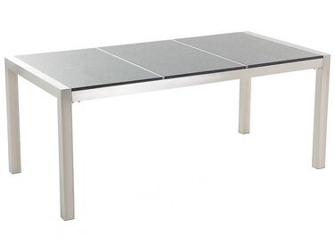 	Mesa de comedor de metal/granito gris oscuro/plateado 180 x 90 cm GROSSETO