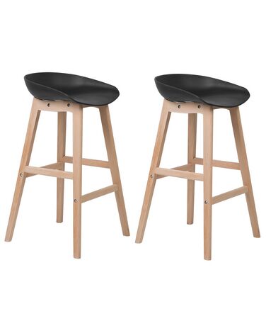 	Conjunto de 2 sillas de bar negro/madera clara MICCO