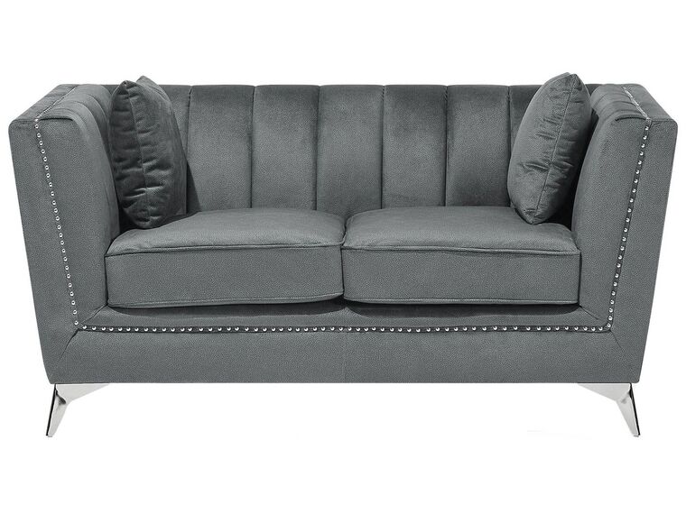 2 Seater Velvet Fabric Sofa Grey GAULA_706265