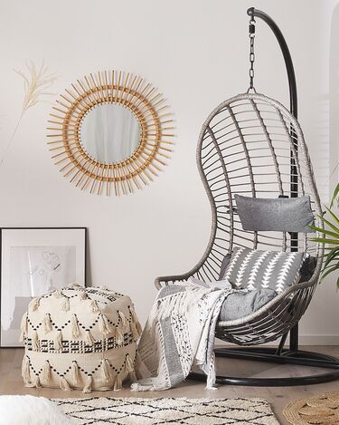 PE Rattan Hanging Chair with Stand Grey PINETO