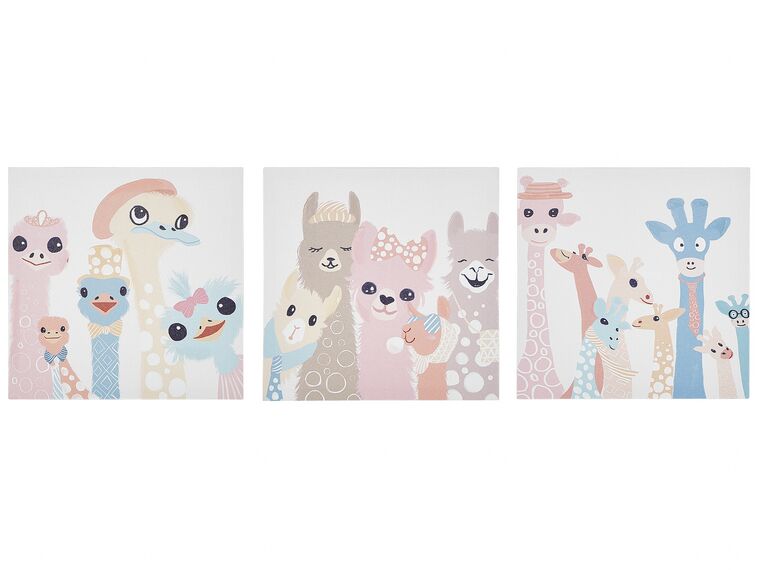 Set of 3 Animals Canvas Art Prints 30 x 30 cm Multicolour TILLIA_819739