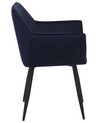 Conjunto de 2 sillas de comedor de terciopelo azul oscuro/negro JASMIN_710918