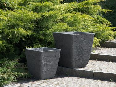 Set of 2 Plant Pots 49 x 49 x 53 cm Grey DELOS