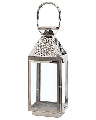 Lampion stalowy 40 cm srebrny BALI
