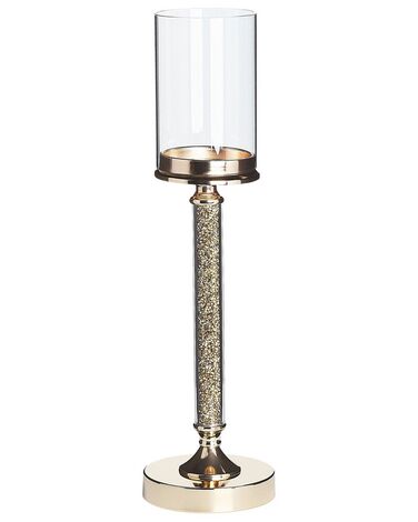 Glass Hurricane Candle Holder 48 cm Gold ABBEVILLE