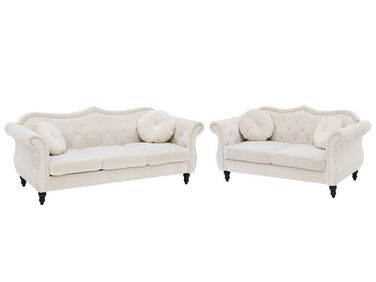 Sofa Set Samtstoff beige 5-Sitzer SKIEN