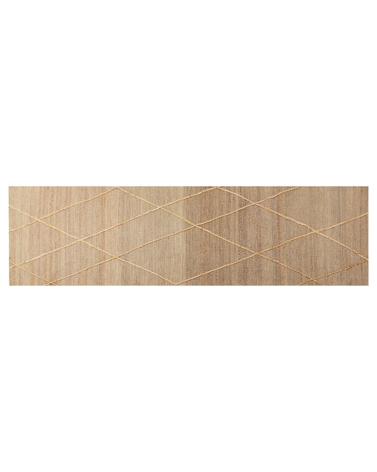 Teppich Jute beige 80 x 300 cm geometrisches Muster Kurzflor YUVACIK_886287